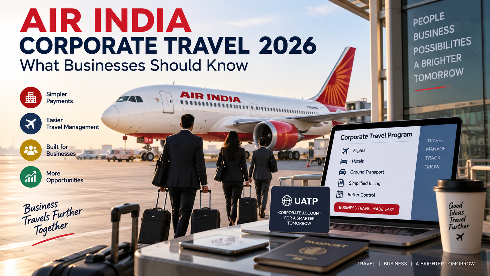 Air India corporate travel program 2026 with business travelers and UATP payment system