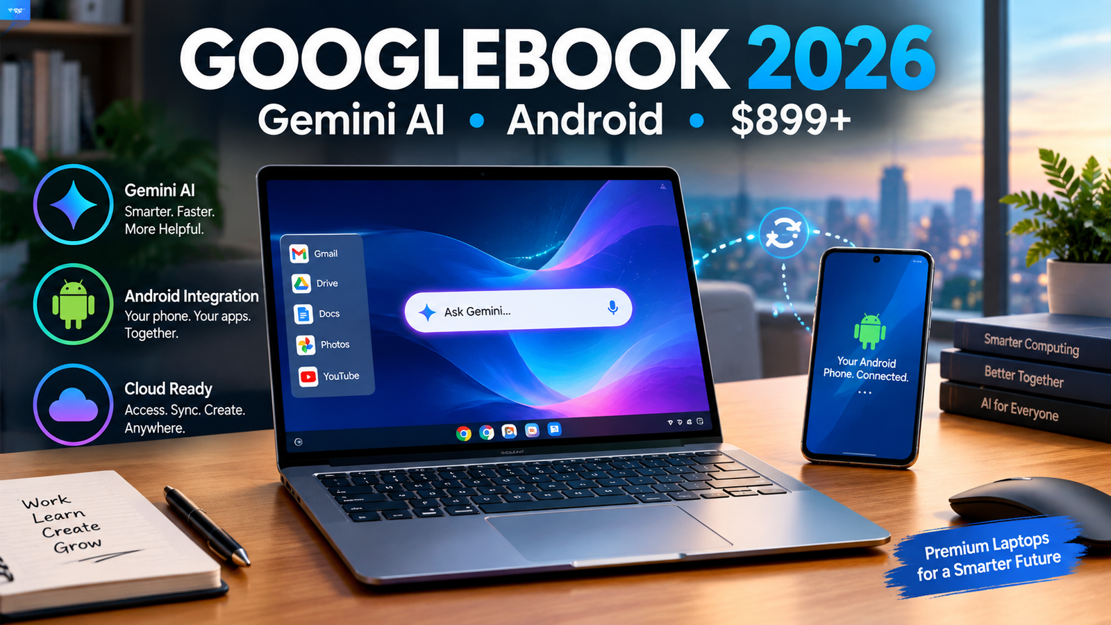 Googlebook 2026 laptop with Gemini AI and Android integration