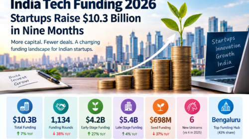 India tech funding 2026 with startups raising $10.3 billion