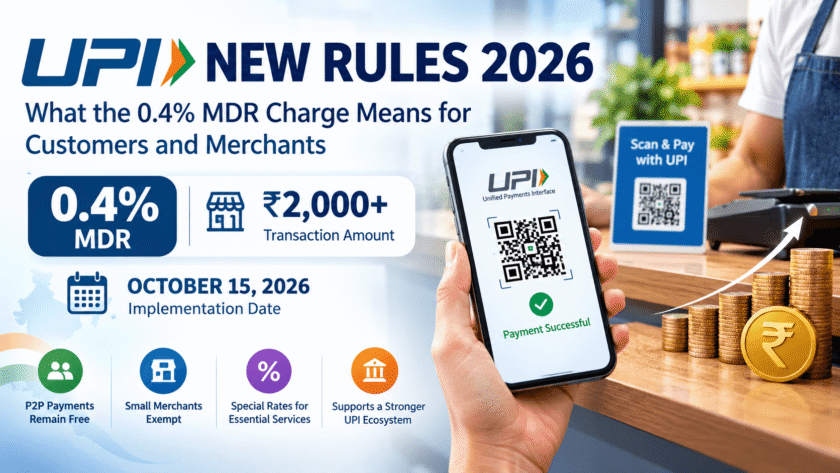 UPI new rules 2026 showing 0.4 percent MDR charge above 2000